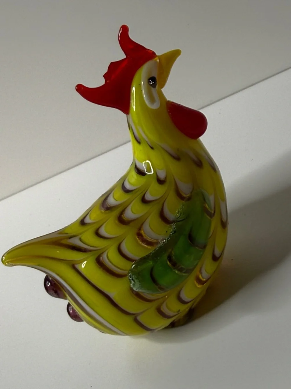 Imperfect Lenox Yellow Glass Chicken Figurine vintage brightly colored glass - Picture 8 of 13